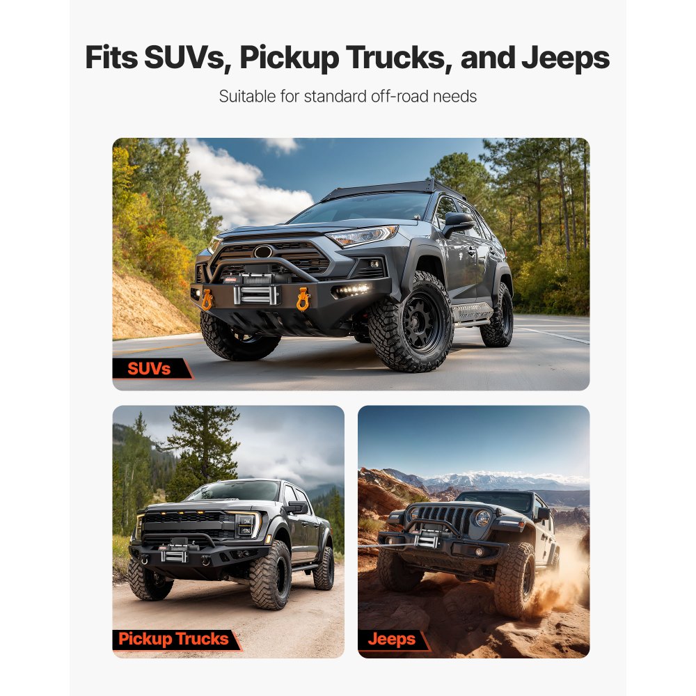 Wyciągarka elektryczna VEVOR, 5400 kg, 12 V DC, z liną stalową o długości 24 m, bezprzewodowym i przewodowym pilotem, IP55, do holowania SUV-ów, jeepów, przyczep, łodzi i pojazdów terenowych