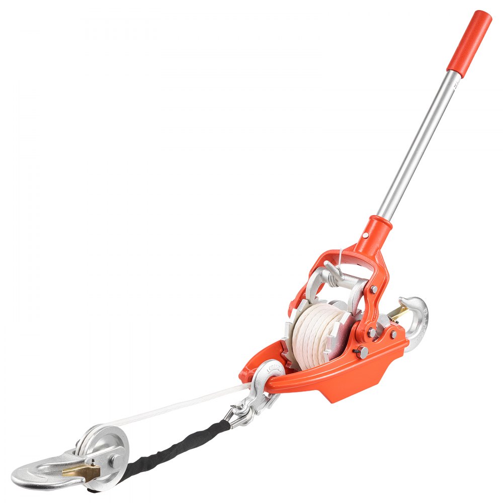 VEVOR Rope Puller, 3 Ton Pulling Capacity, Heavy Duty Ratchet Power Puller Tool with 10.7 m of 8 mm Diameter Rope and 2 Hooks, Come Along Winch for Tree Felling, Moving Boats, Road Recovery