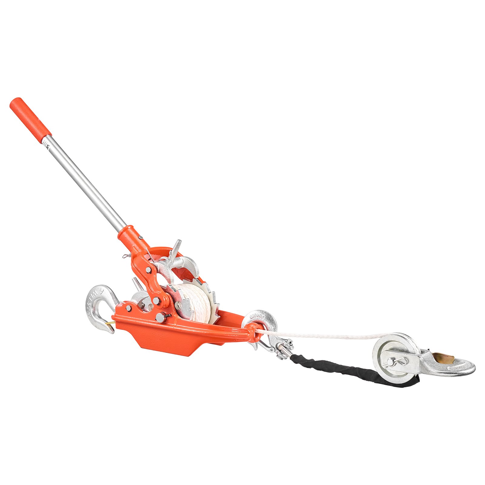 VEVOR Rope Puller, 3 Ton Pulling Capacity, Heavy Duty Ratchet Power Puller Tool with 10.7 m of 8 mm Diameter Rope and 2 Hooks, Come Along Winch for Tree Felling, Moving Boats, Road Recovery