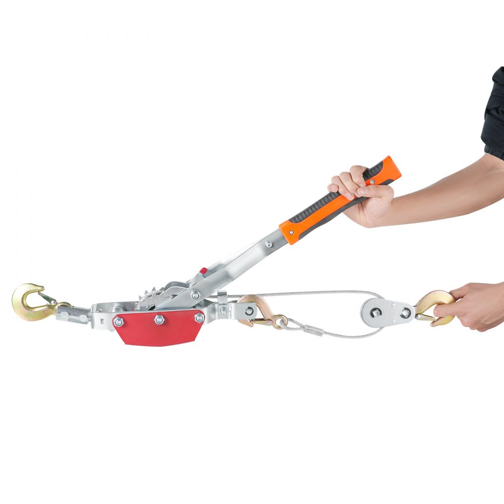 Wciągarka VEVOR o udźwigu 4 ton (8818 funtów) z 10-stopową stalową liną i 3 hakami, wytrzymała wciągarka z grzechotką i podwójnymi przekładniami, wciągarka linowa do samochodów, idealna do ratownictwa samochodowego