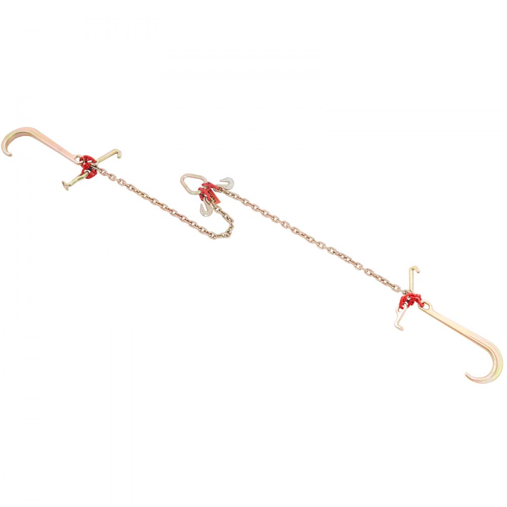 Uzda VEVOR z łańcuchem V, dopuszczalne obciążenie robocze 9620 funtów, łańcuch przeciągający 5/16'' x 3' G80 z hakiem RTJ Cluster, certyfikat DOT, ocynkowana stal manganowa i szekla D, do podnoszenia i przenoszenia