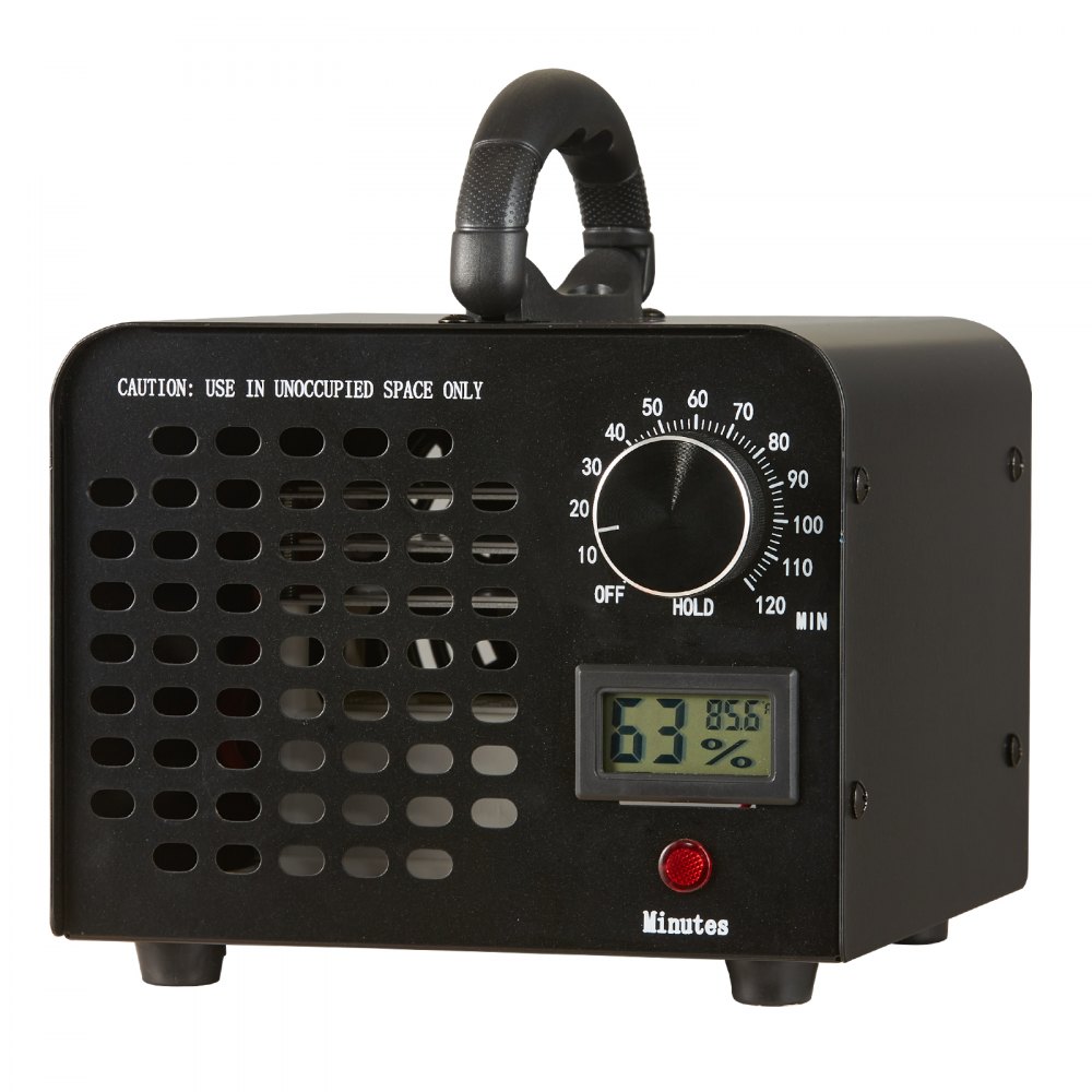 Generator ozonu VEVOR 24000 mg/h Ozonator 100 W Oczyszczacz powietrza 300 m² Urządzenie ozonowe Renowacja budynku Timer 0-120 minut Dezodoryzator Generator ozonu Wyświetlacz wilgotności Inteligentny monitoring klimatu w pomieszczeniach