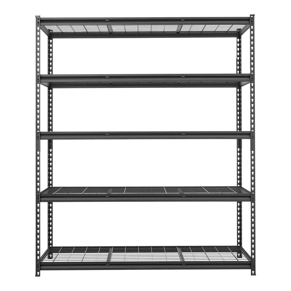 Regał siatkowy VEVOR 5-poziomowy, 1526 x 612 x 1813 mm, nośność 1631 kg, regał siatkowy do magazynu, garażu, piwnicy i warsztatu, konstrukcja stalowa, półki z regulacją wysokości, panele z siatki drucianej, kolor czarny