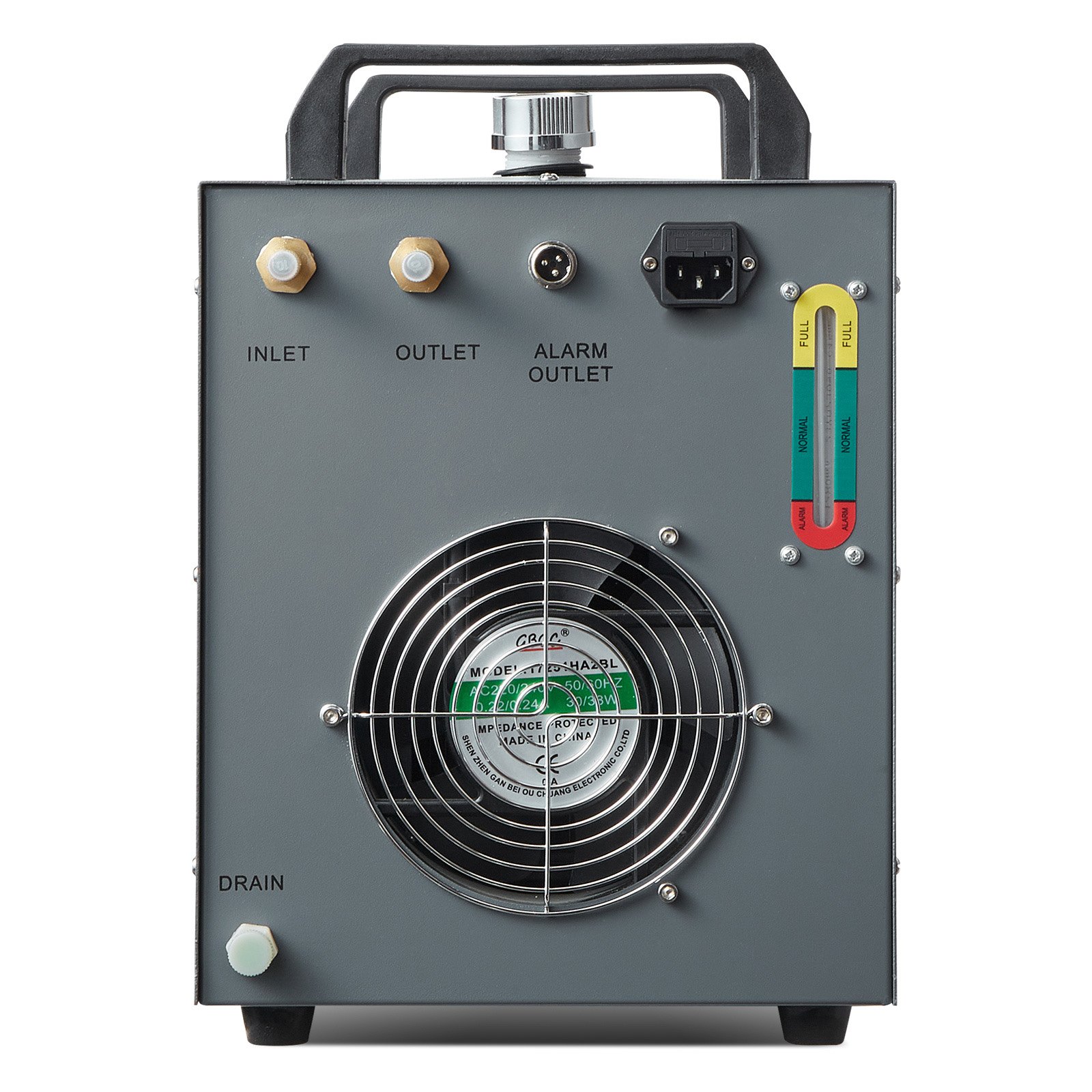 Chłodziarka przemysłowa VEVOR CW-3000 (PRO), chłodzona powietrzem, o mocy 150 W, z 12-litrowym zbiornikiem na wodę i maks. przepływem 18 l/min, do chłodzenia maszyn grawerujących laserowo