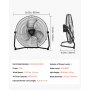 Wentylator podłogowy VEVOR, 3-biegowa maszyna wiatrowa, 508 mm, 4800 CFM, regulowany kąt nachylenia 360°, przepływ powietrza 6,5 ​​m/s, duży wentylator metalowy, do domu, siłowni, biura, garażu, sklepu komercyjnego