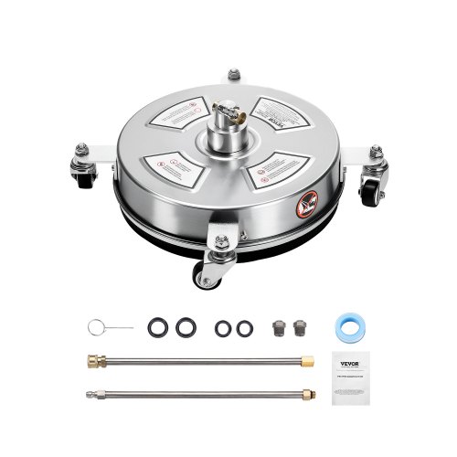 Myjka ciśnieniowa VEVOR 325 mm, urządzenie do czyszczenia powierzchni, urządzenie do czyszczenia powierzchni ze stali nierdzewnej z 4 kółkami, maks. 4000 PSI, szybkozłącze 6,35 mm, 2 dysze natryskowe, 2 przedłużone dysze do betonu, patio, tarasu