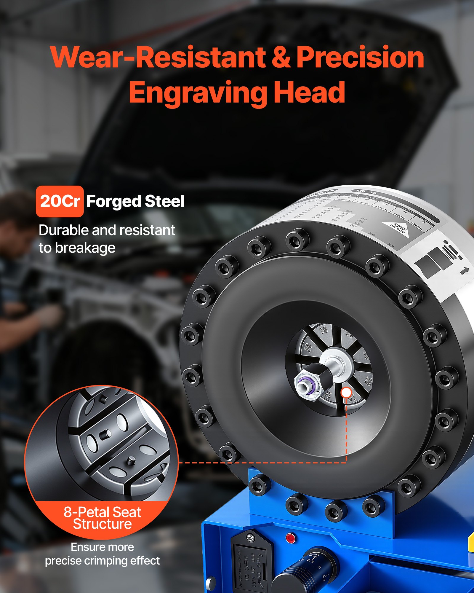 Zaciskarka do węży VEVOR, narzędzie do zaciskania węży z 8 matrycami i zakresem zaciskania od 6 do 28 mm, do przewodów olejowych niskiego i wysokiego ciśnienia, przewodów gazowych/wodnych/klimatyzacyjnych i połączeń kablowych