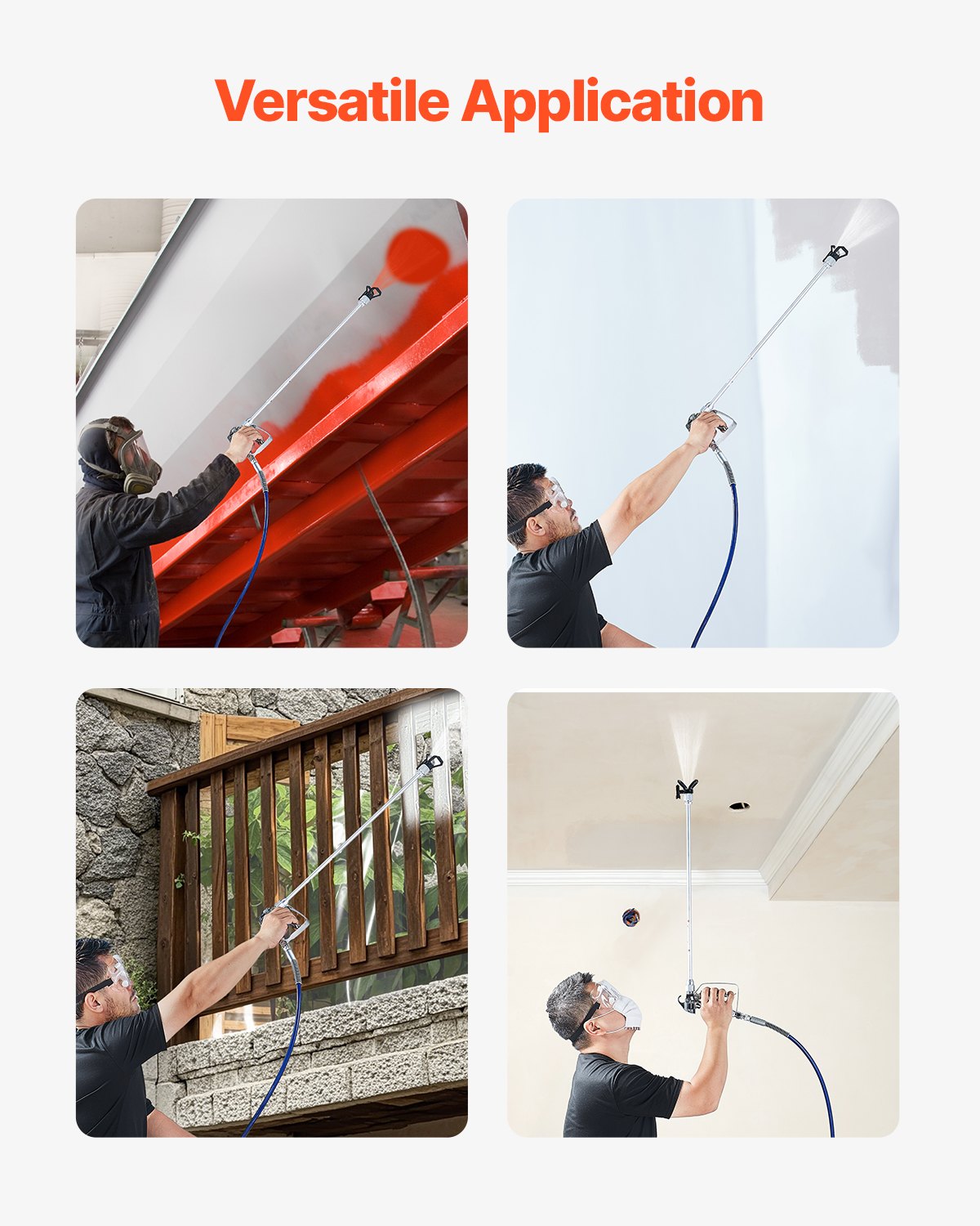 Zestaw pistoletu natryskowego VEVOR Airless i węża, zestaw węża natryskowego 3600 PSI z 5 końcówkami, 211, 315, 417, 517, 623, zestaw pistoletu natryskowego Airless z filtrami, wężem i drążkami przedłużającymi