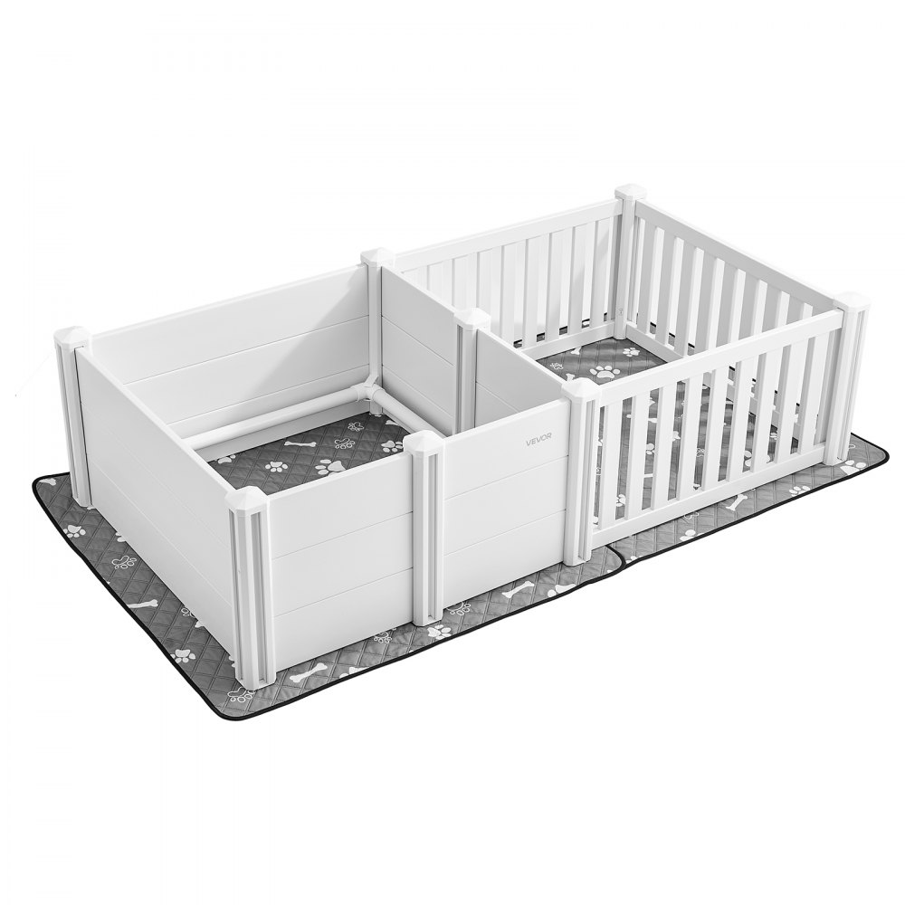 VEVOR Puppy Wheatbox, 186,5 x 97 x 50 cm, kojec dla psa, z drzwiczkami o regulowanej wysokości, kojec dla szczeniaka, zmywalna mata do oddawania moczu, plastikowa kojec z PVC dla psów średniej wielkości