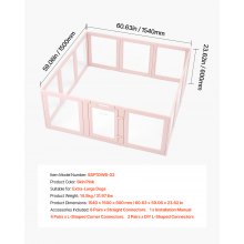 VEVOR Kojec dla szczeniąt, kojec dla psa, kojec dla szczeniąt, 1540x1500x600 mm, różowy