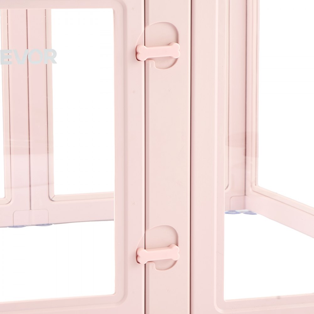 VEVOR Puppy Wheatbox, 1540x1000x600 mm, kojec dla szczeniąt, z przezroczystymi okienkami i zamkiem, różowa rama, kojec dla psów, kojec dla zwierząt, kojec dla psów średnich