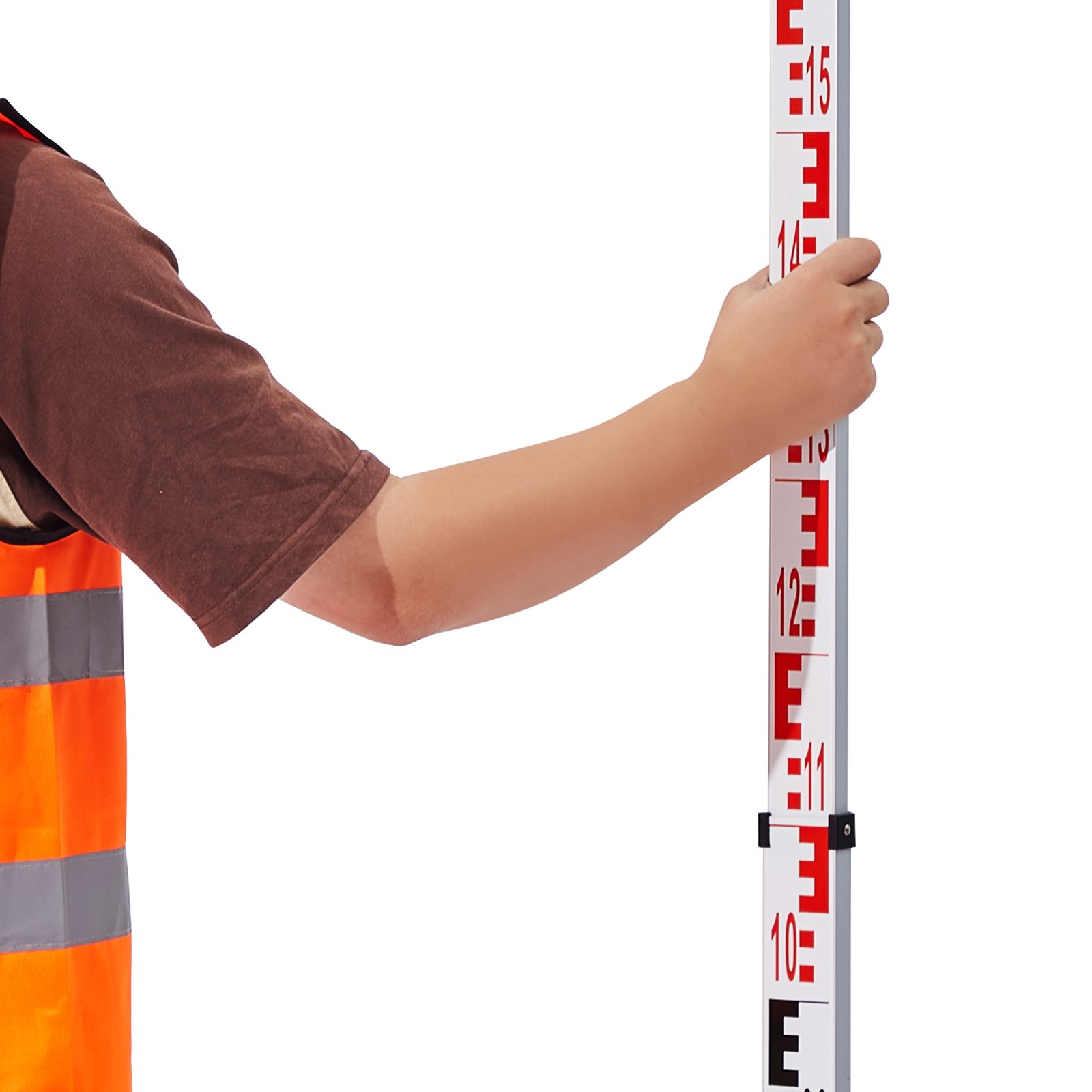 VEVOR Aluminiowa łata pomiarowa, 5-metrowa teleskopowa łata pomiarowa, dwustronna skala cm/mm, łata niwelacyjna, aluminiowa łata geodezyjna z poziomicą i torbą transportową do pomiaru domów, ścian, podłóg