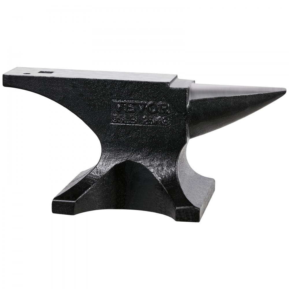 VEVOR Single Horn Anvil, Cast Steel, 25 kg, Round Horn Anvil with High Hardness, Large Worktop & Stable Base, Metalworking Tool for Bending, Shaping and Twisting Metal