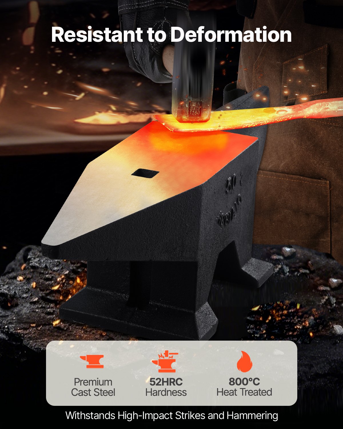 VEVOR Forge Anvil Tool Stalowe kowadło 50 KG Kuta stal 2 otwory