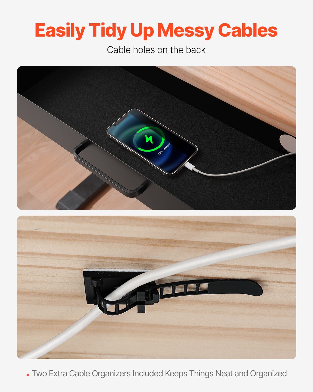 VEVOR Szuflada pod biurko 635x232x75 mm, Szuflada pod biurko, Ukryty organizer do przechowywania, Szuflada na ołówki pod stołem do stanowisk pracy na siedząco i stojąco w biurze i w domu