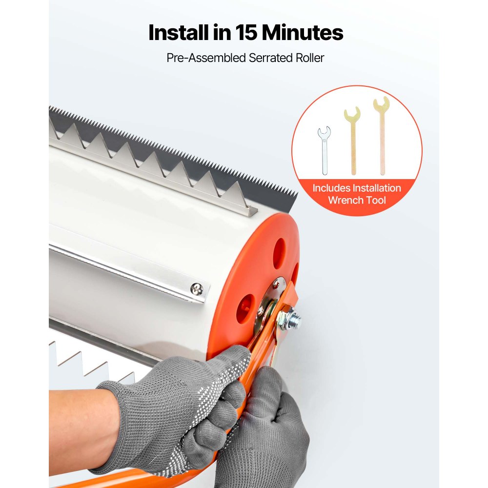 VEVOR Lake Weed Roller, 6.09 m Lake & Pond Weed Removal Tool, Muck Razer Aquatic & Sludge Tiller, Rid Roots and Muck Buildup, 6 Preassembled Stainless Steel Blades, 6 Aluminum Handles, Easy Assembly