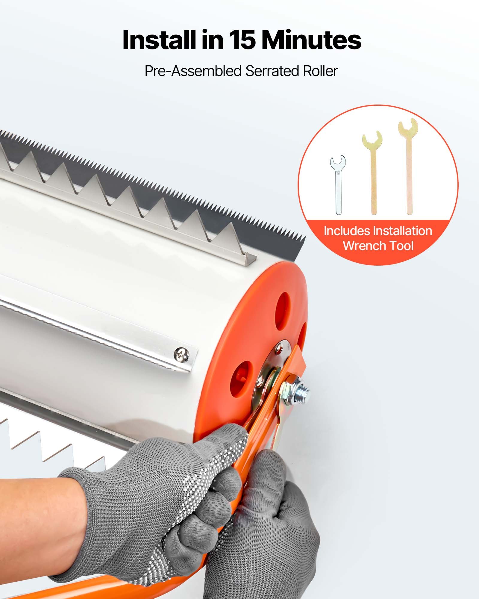 VEVOR Lake Weed Roller, 6.09 m Lake & Pond Weed Removal Tool, Muck Razer Aquatic & Sludge Tiller, Rid Roots and Muck Buildup, 6 Preassembled Stainless Steel Blades, 6 Aluminum Handles, Easy Assembly