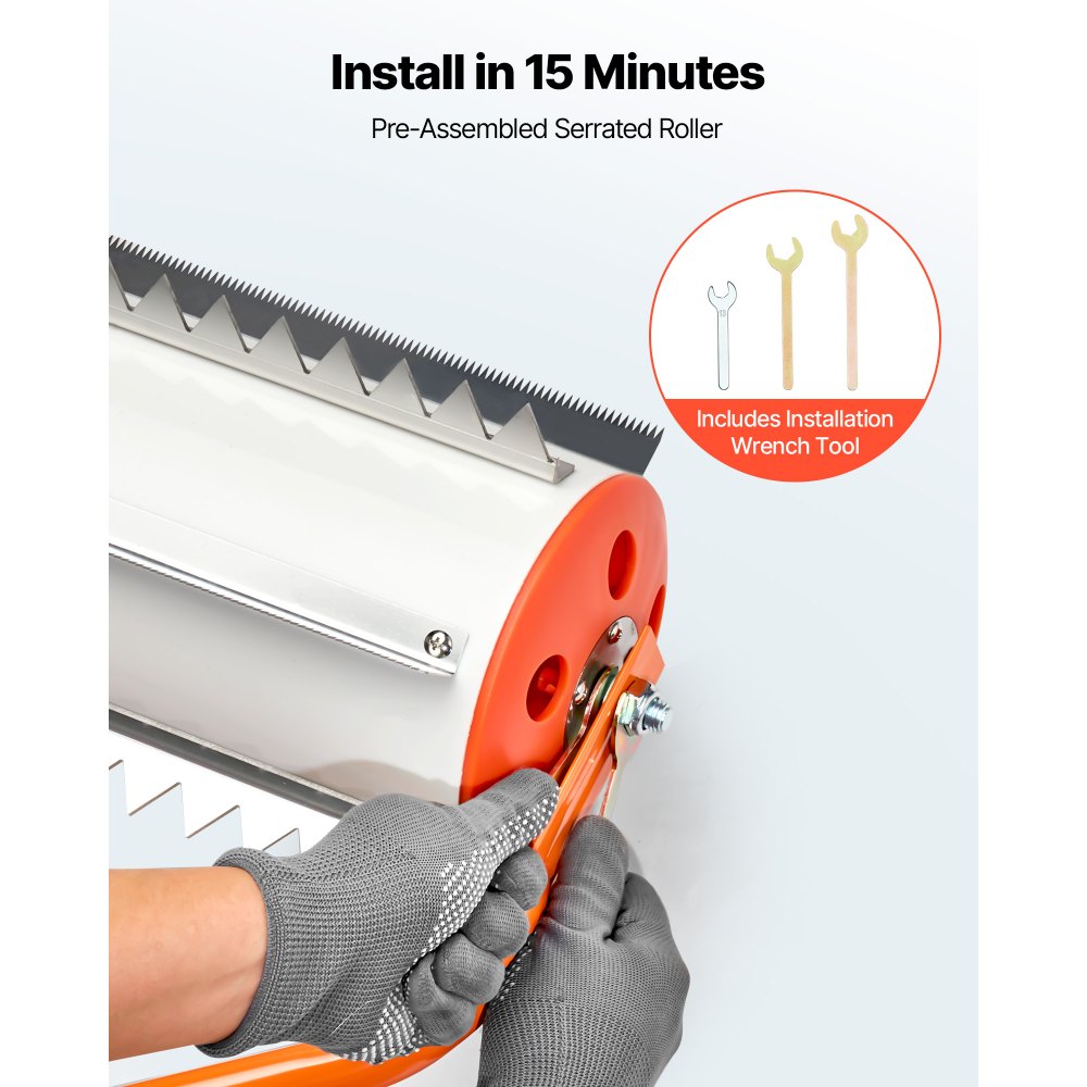 VEVOR Lake Weed Roller, 5.49 m Lake & Pond Weed Removal Tool, Muck Razer Aquatic & Sludge Tiller, Rid Roots and Muck Buildup, 6 Preassembled Stainless Steel Blades, 5 Aluminum Handles, Easy Assembly