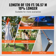 Lina do wspinaczki drzewnej VEVOR Arborist Podwójnie pleciony poliester 1/2 cala x 120 stóp