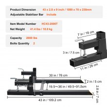 widły do palet VEVOR 1090x70x230mm karetka wideł 907kg nośność widły 109cm długość całkowita z ostrzem 76cm wózek widłowy 495-915mm regulowane zęby wózka widłowego ładowacz czołowy rama paletowa