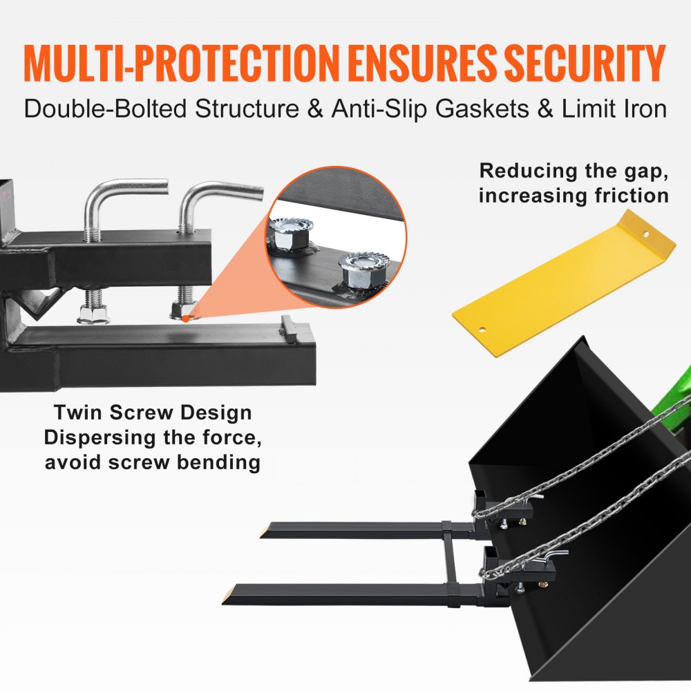 Widły paletowe VEVOR 1490x100x230mm, wózek widłowy, udźwig 1814 kg, widły o długości całkowitej 149 cm z ostrzem 109,2 cm, wózek widłowy z regulowanymi zębami wózka widłowego, ładowarka czołowa, rama paletowa