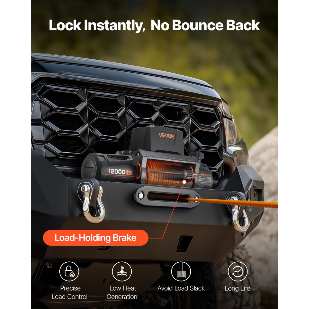 VEVOR Electric Winch, 5400 kg Load Capacity, 12V DC Truck Winch with Φ9.5 mm x 28 m Synthetic Rope, Wireless & Wired Remote Control, IP67 Waterproof for Towing Off-Road SUV Jeep Trailer Boat
