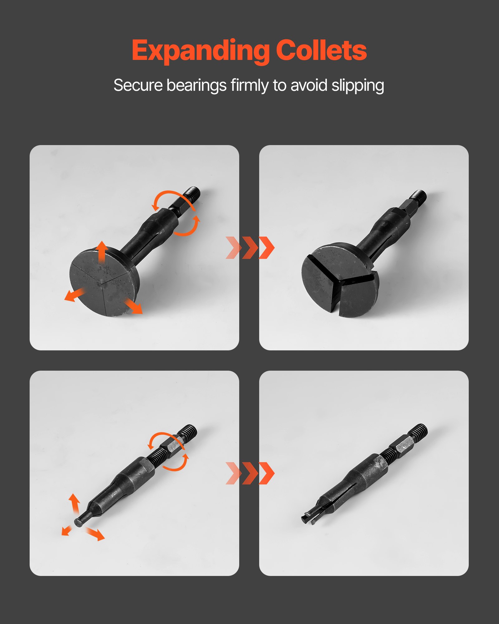 Zestaw ściągaczy łożysk z otworem nieprzelotowym VEVOR 16 w 1, zestaw ściągaczy pierścieni łożysk wewnętrznych i uszczelek, zestaw ściągaczy do łożysk wewnętrznych z 10 dzielonymi tulejami zaciskowymi i podporą kontrującą