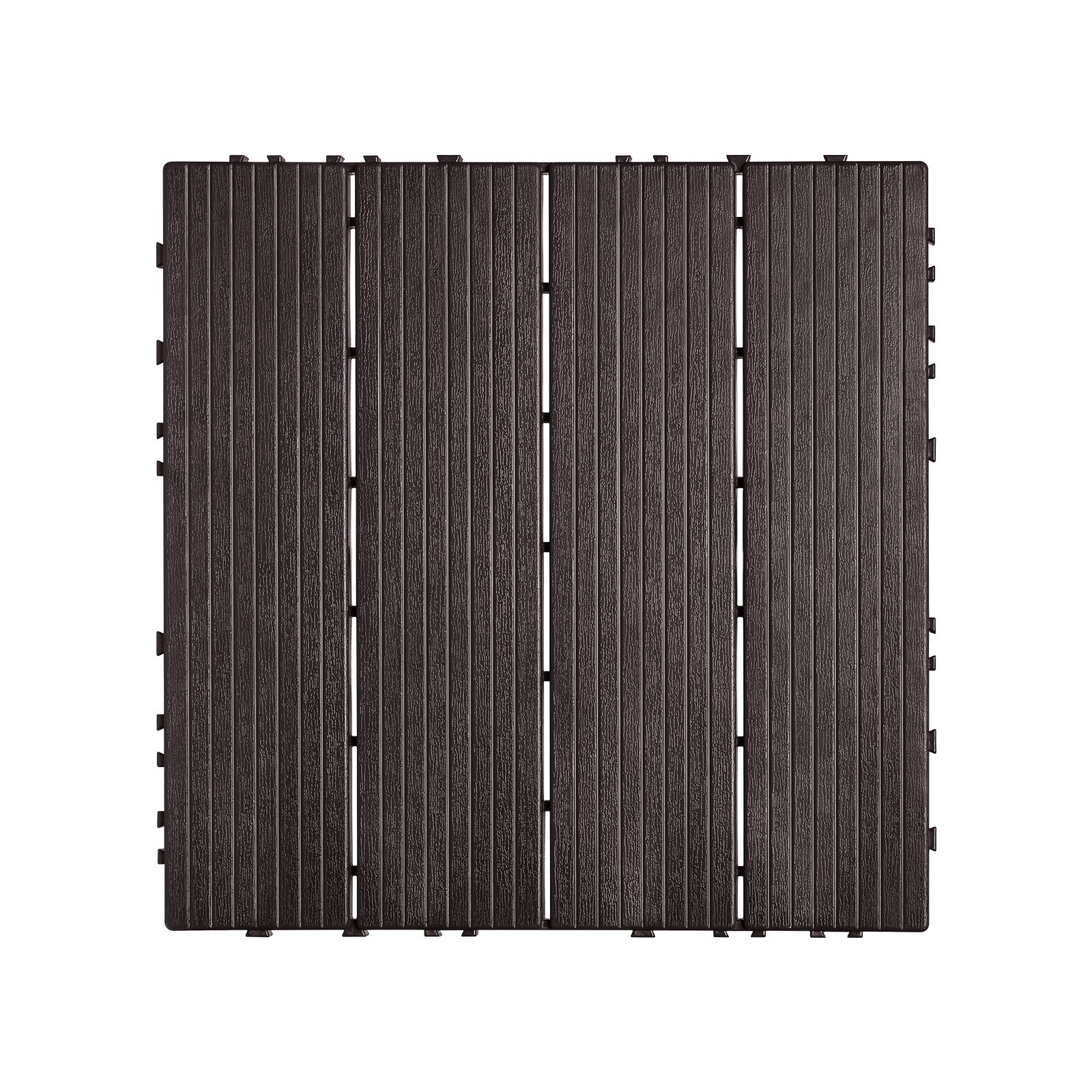VEVOR Terrace Tiles, Set of 10, Balcony Tiles 295x295 mm, Click Tiles, Plastic Flooring for Outdoor Use, Terrace Flooring for Veranda, Pool, Balcony, Backyard, Dark Brown