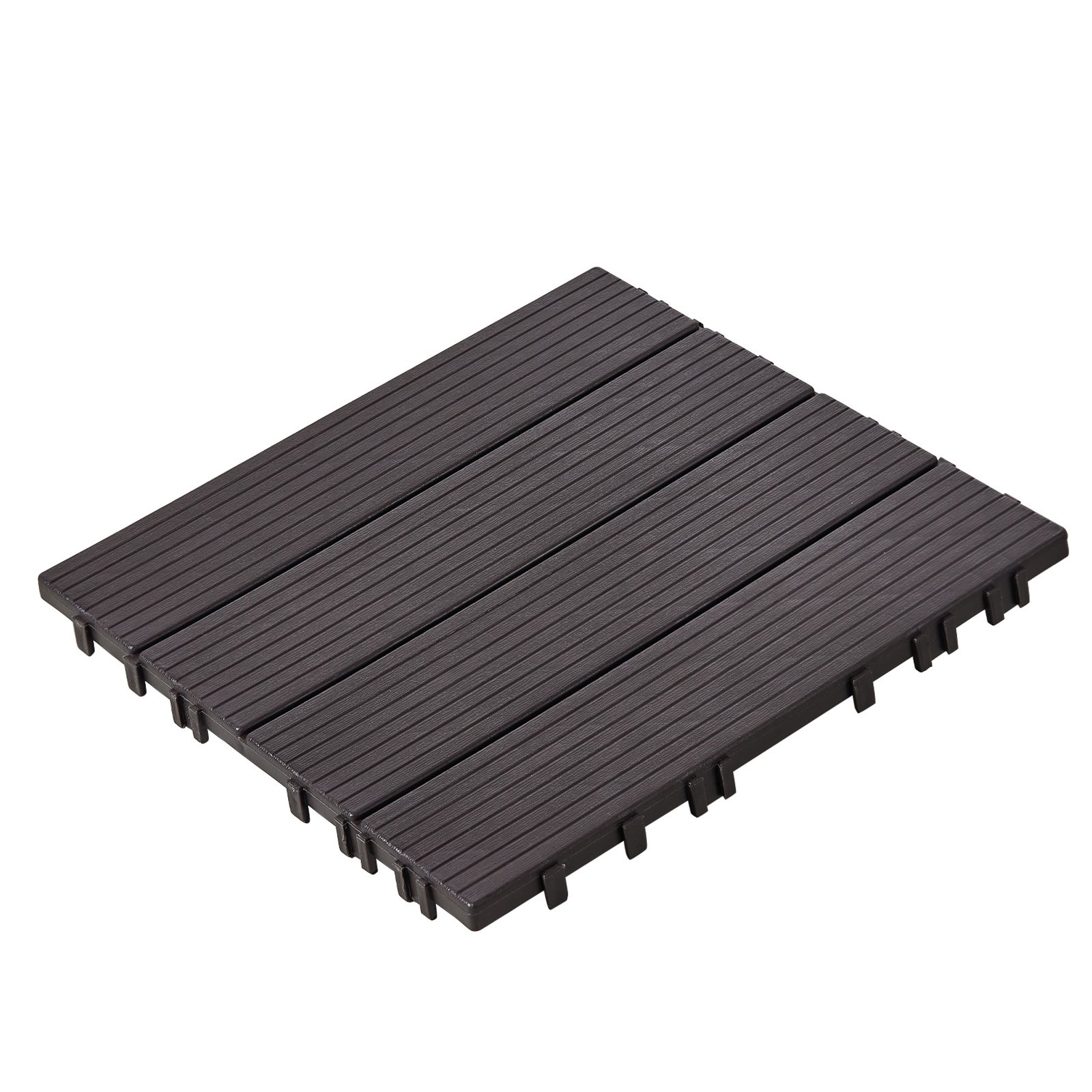 VEVOR Terrace Tiles, Set of 10, Balcony Tiles 295x295 mm, Click Tiles, Plastic Flooring for Outdoor Use, Terrace Flooring for Veranda, Pool, Balcony, Backyard, Dark Brown
