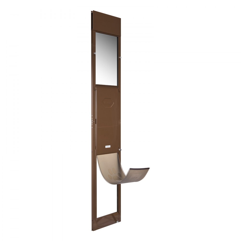 Drzwi dla psa VEVOR, drzwi dla zwierząt, do szklanych drzwi przesuwnych, regulowana wysokość 1927–2040 mm, rama ze stopu aluminium z zawiasami obrotowymi i zamkiem, wymiary zasłony 346 x 600 mm, białe drzwiczki dla psa