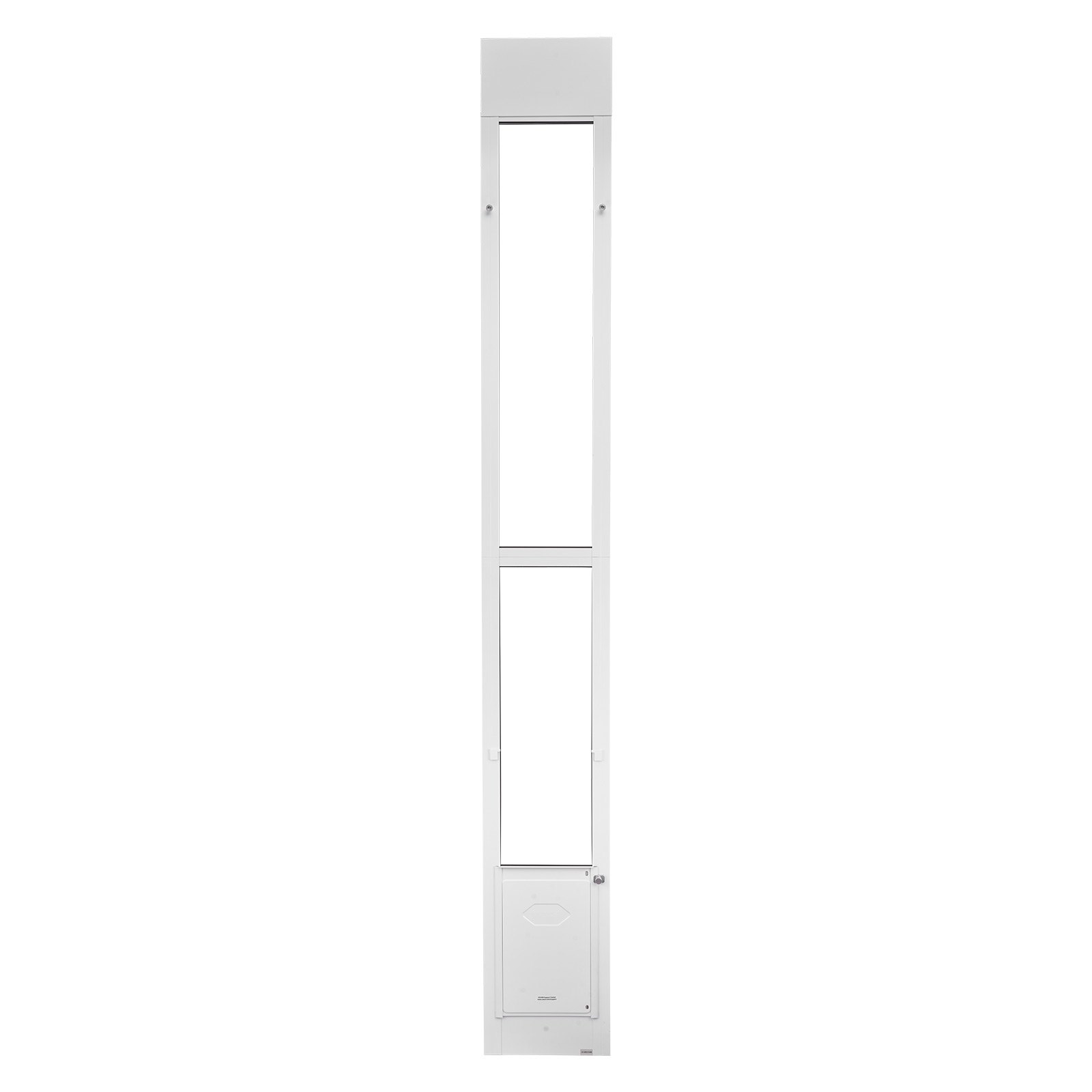 Drzwi dla zwierząt VEVOR Dog Door, do szklanych drzwi przesuwnych, regulowana wysokość 2311–2439 mm, rama ze stopu aluminium z obrotowymi metalowymi zawiasami i zamkiem, wymiary zasłony 209,6 x 311,2 mm, kolor biały