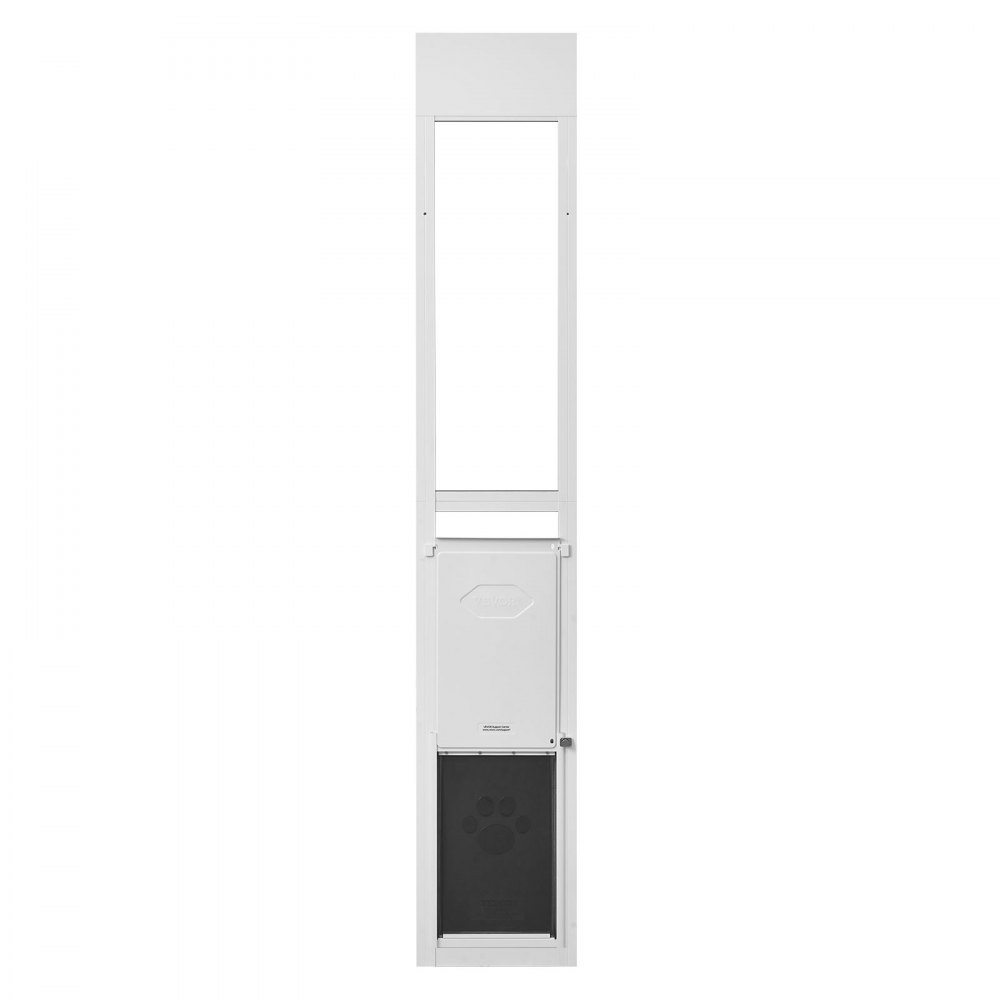 Drzwi dla psa VEVOR do szklanych drzwi przesuwnych, regulowana wysokość drzwi dla psa od 1927 do 2049 mm, rama ze stopu aluminium z klapką i zawiasem obrotowym, zamykane na klucz, dla dużych psów, drzwi dla zwierząt, L