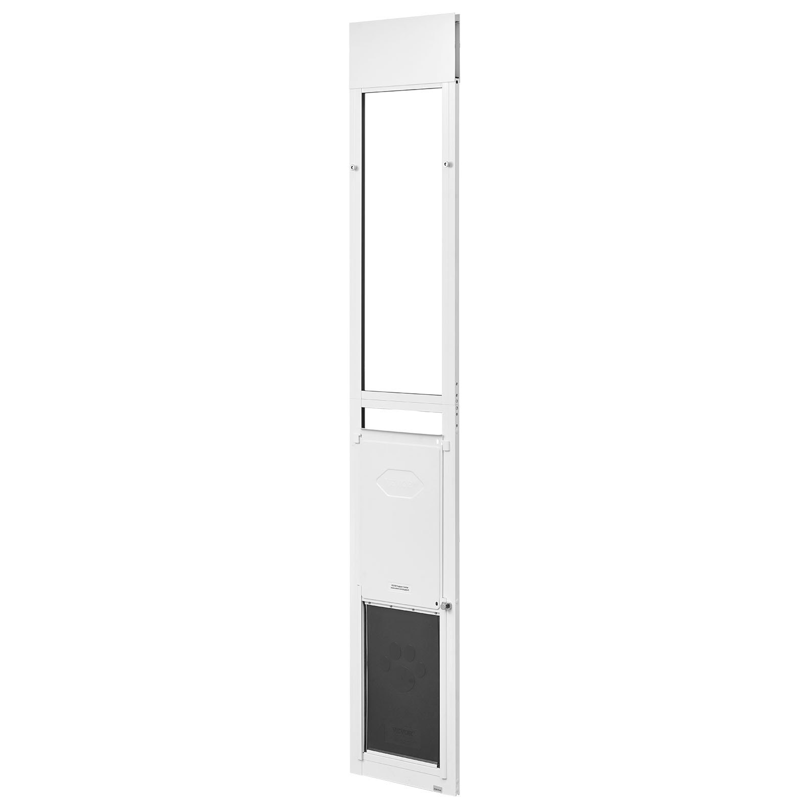 Drzwi dla psa VEVOR do szklanych drzwi przesuwnych, regulowana wysokość drzwi dla psa od 1927 do 2049 mm, rama ze stopu aluminium z klapką i zawiasem obrotowym, zamykane na klucz, dla dużych psów, drzwi dla zwierząt, L
