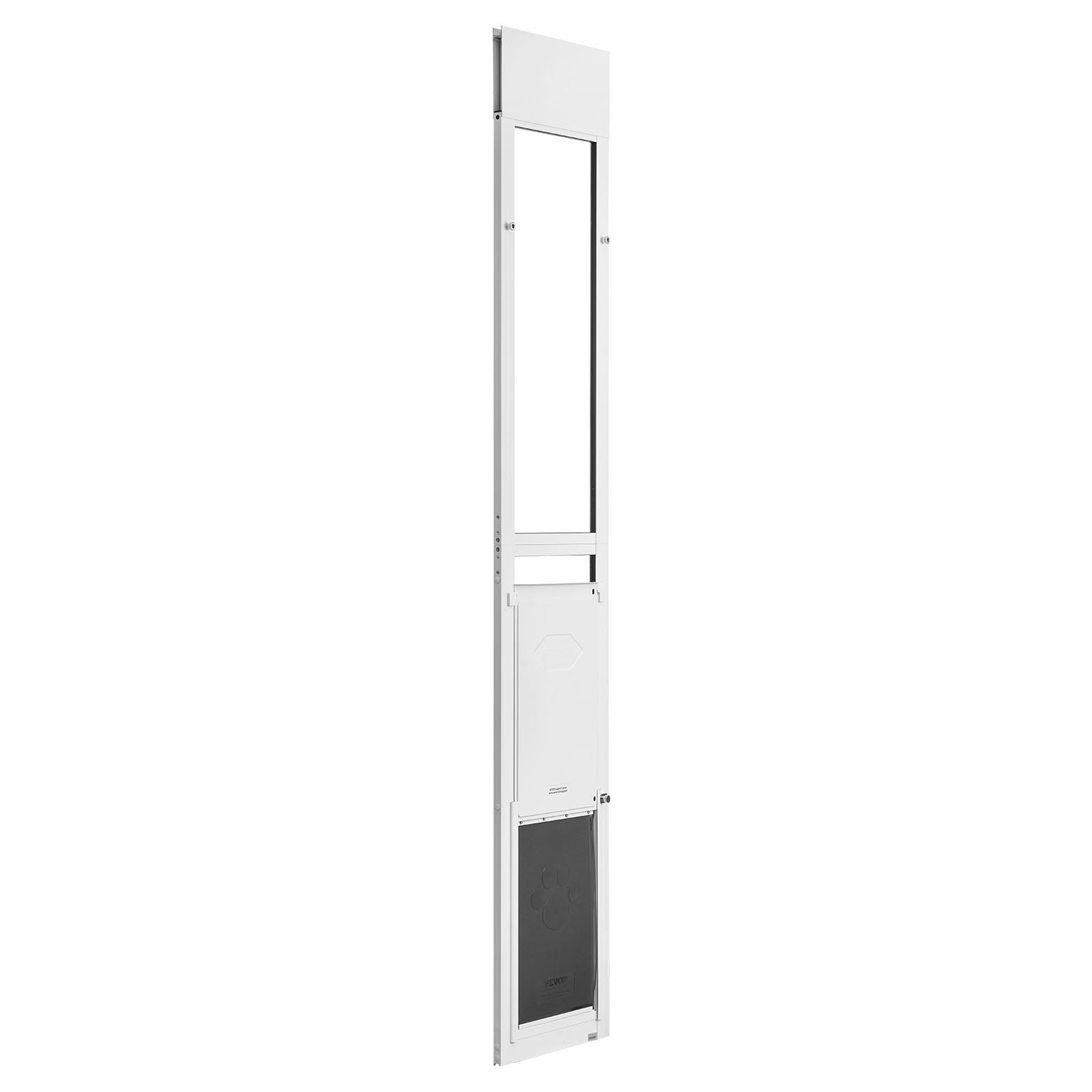 Drzwi dla psa VEVOR do szklanych drzwi przesuwnych, regulowana wysokość drzwi dla psa od 1927 do 2049 mm, rama ze stopu aluminium z klapką i zawiasem obrotowym, zamykane na klucz, dla dużych psów, drzwi dla zwierząt, L