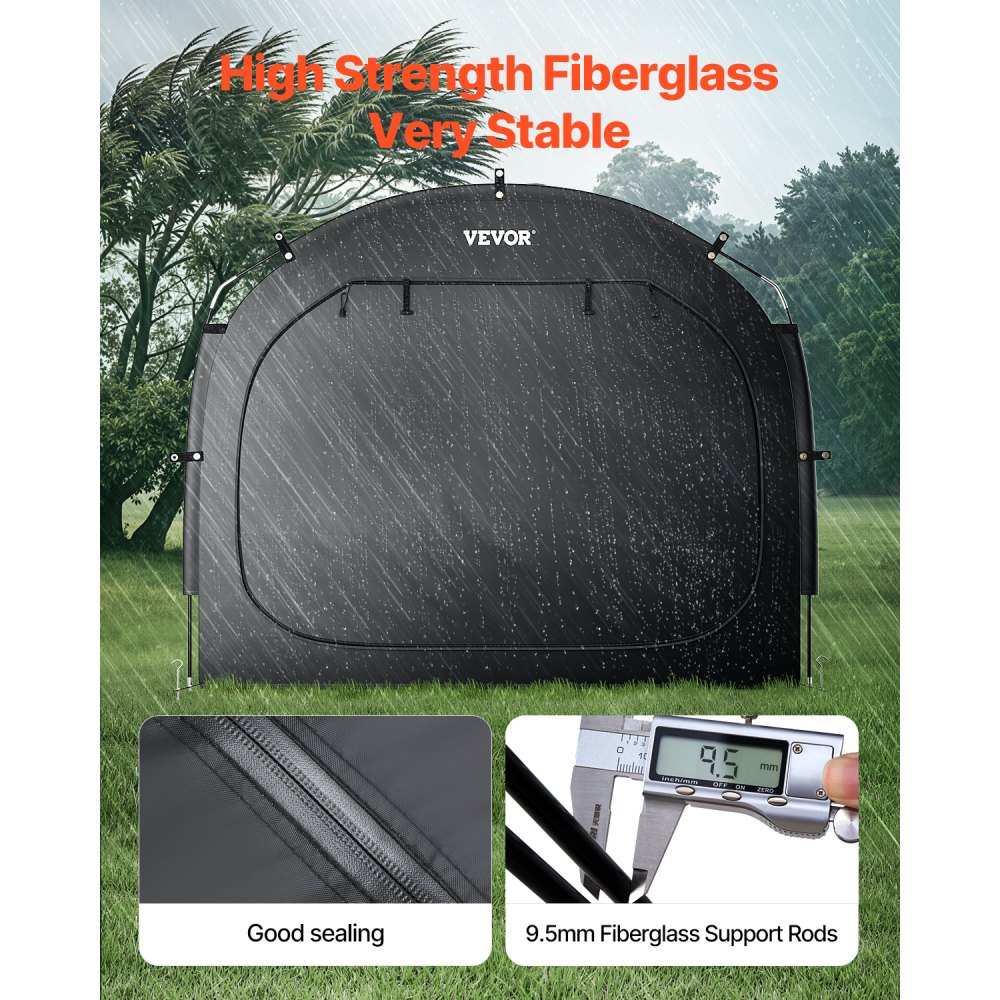 VEVOR Bicycle Tent, 5 Bicycles, Spacious Bicycle Garage with Ventilated Window, Easy-to-Install Bicycle Tent with High-Strength Fiberglass & Double Zippers, 224x247x198 cm