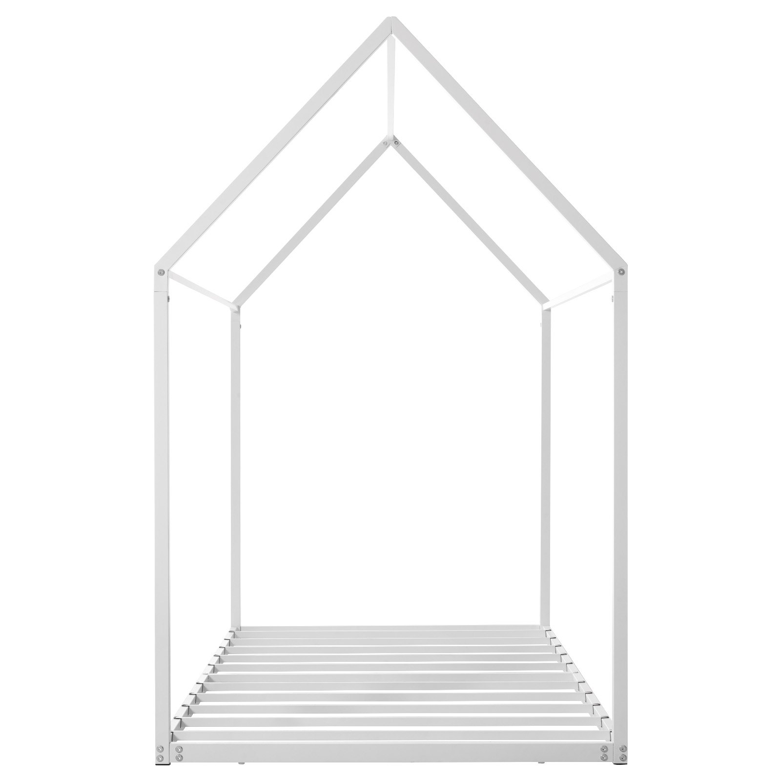 VEVOR Rama łóżka House Bed Frame, rozmiar podwójny, metalowa rama łóżka podłogowego z dachem, biała