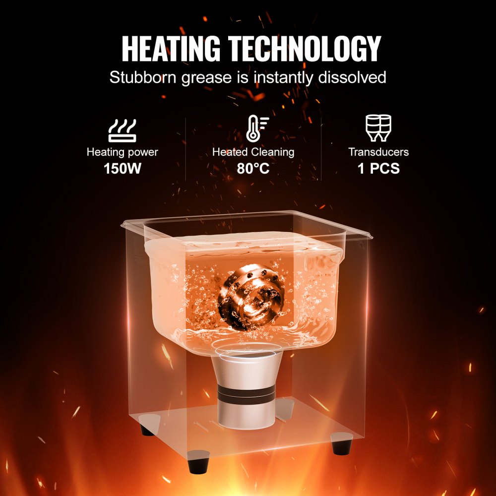 VEVOR 2L Ultradźwiękowy środek czyszczący 60 W Cyfrowy ultradźwiękowy środek czyszczący z trybem delikatnym i ulepszonym odgazowywaniem, 40 kHz Przemysłowy środek czyszczący do biżuterii z grzałką i timerem, do okularów i zegarków Czarny