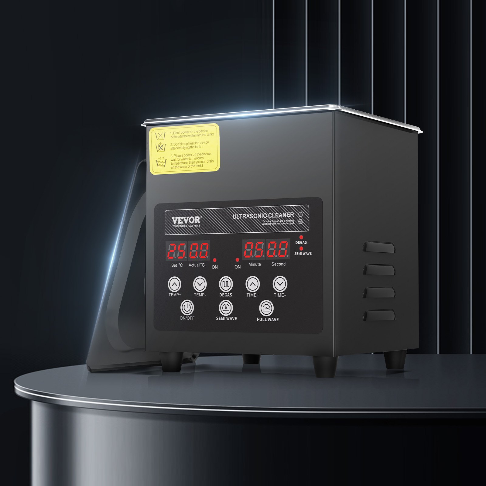 VEVOR 2L Ultradźwiękowy środek czyszczący 60 W Cyfrowy ultradźwiękowy środek czyszczący z trybem delikatnym i ulepszonym odgazowywaniem, 40 kHz Przemysłowy środek czyszczący do biżuterii z grzałką i timerem, do okularów i zegarków Czarny