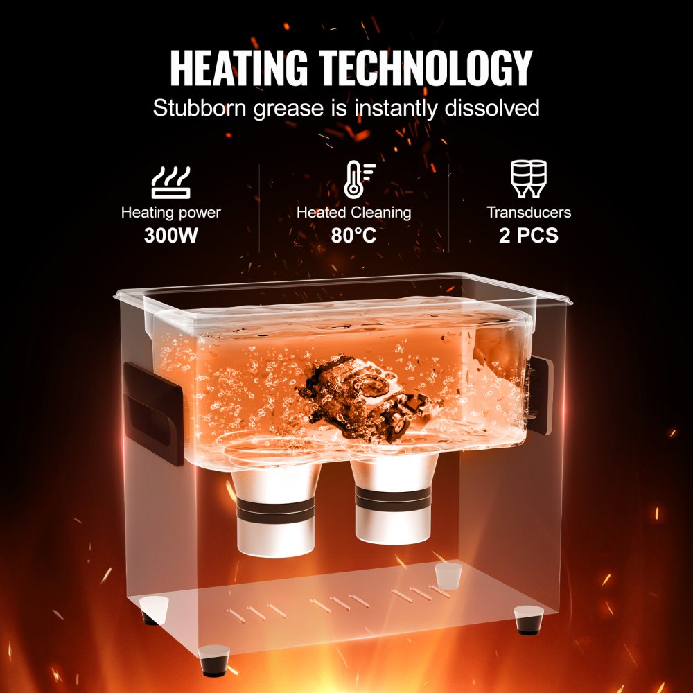 VEVOR 3L Ultradźwiękowy środek czyszczący 120 W Cyfrowy ultradźwiękowy środek czyszczący z trybem delikatnym i ulepszonym odgazowywaniem, 40 kHz Przemysłowy środek czyszczący do biżuterii z grzałką i timerem, do okularów i zegarków Czarny