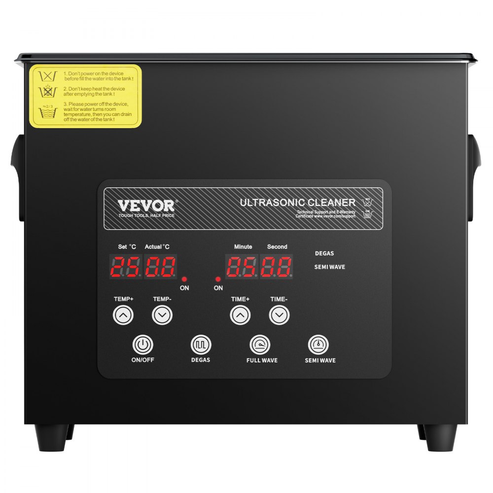VEVOR 3L Ultradźwiękowy środek czyszczący 120 W Cyfrowy ultradźwiękowy środek czyszczący z trybem delikatnym i ulepszonym odgazowywaniem, 40 kHz Przemysłowy środek czyszczący do biżuterii z grzałką i timerem, do okularów i zegarków Czarny