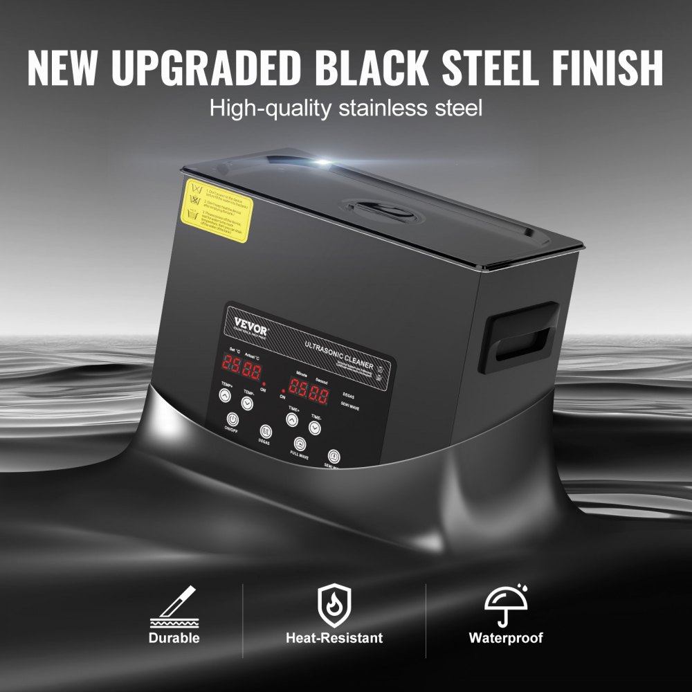 VEVOR 6L Ultradźwiękowy środek czyszczący 180 W Cyfrowy ultradźwiękowy środek czyszczący z trybem delikatnym i ulepszonym odgazowywaniem, 40 kHz Przemysłowy środek czyszczący do biżuterii z grzałką i timerem, do okularów i zegarków