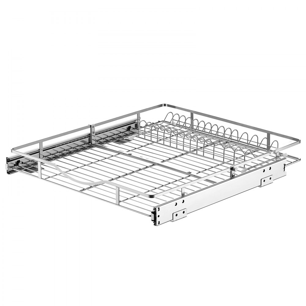 VEVOR Wysuwany organizer do szafki 500 x 535 mm (szer. x gł.) wykonany ze stali węglowej do przechowywania naczyń kuchennych, słoików z przyprawami, żywności i środków czyszczących, powierzchnia chromowana, wysuwana półka do szafek dolnych