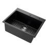 VEVOR 63 cm Kitchen Sink Workstation, Top Mount Granite Sinks, Drop-In Single Bowl Farmhouse Basin with Multiple Accessories, Household Dishwasher Sinks for RV, Prep Kitchen, and Bar (Black)