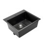 VEVOR 63 cm Kitchen Sink Workstation, Top Mount Granite Sinks, Drop-In Single Bowl Farmhouse Basin with Multiple Accessories, Household Dishwasher Sinks for RV, Prep Kitchen, and Bar (Black)