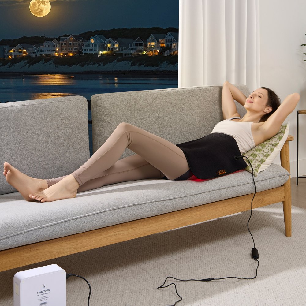 Mata do terapii światłem czerwonym VEVOR, 264 diody LED z kontrolerem, impulsy 10 Hz, timer 5-30 min, terapia światłem nanoczerwonym 630 nm, czerwonym 660 nm i bliskim podczerwieni 850 nm w celu łagodzenia bólu i zdrowia skóry