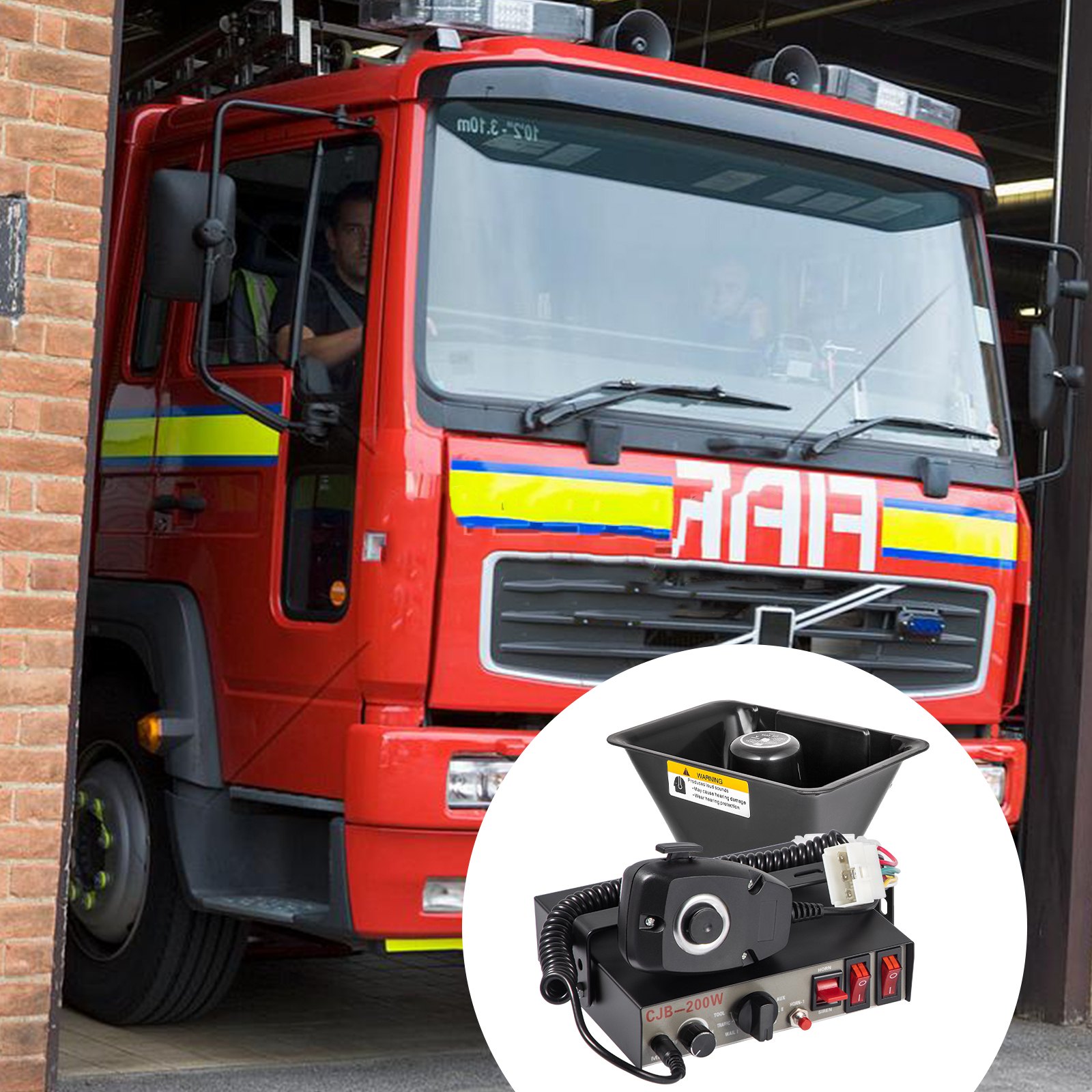 Głośnik alarmu samochodowego VEVOR 200 W 12 V, syrena samochodowa, 7 tonów, uniwersalna syrena policyjna, strażacka, klakson, głośnik, klakson ostrzegawczy z tworzywa sztucznego, głośnik alarmowy z mikrofonem ręcznym