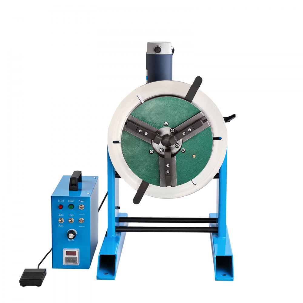 Obrotowy stół spawalniczy VEVOR 300 kg, pozycjoner spawalniczy 200 W, kąt nachylenia od -45° do 90°, regulacja prędkości 0,2–2,5 obr./min, elektryczny i pedał nożny, do cięcia, szlifowania i prac montażowych