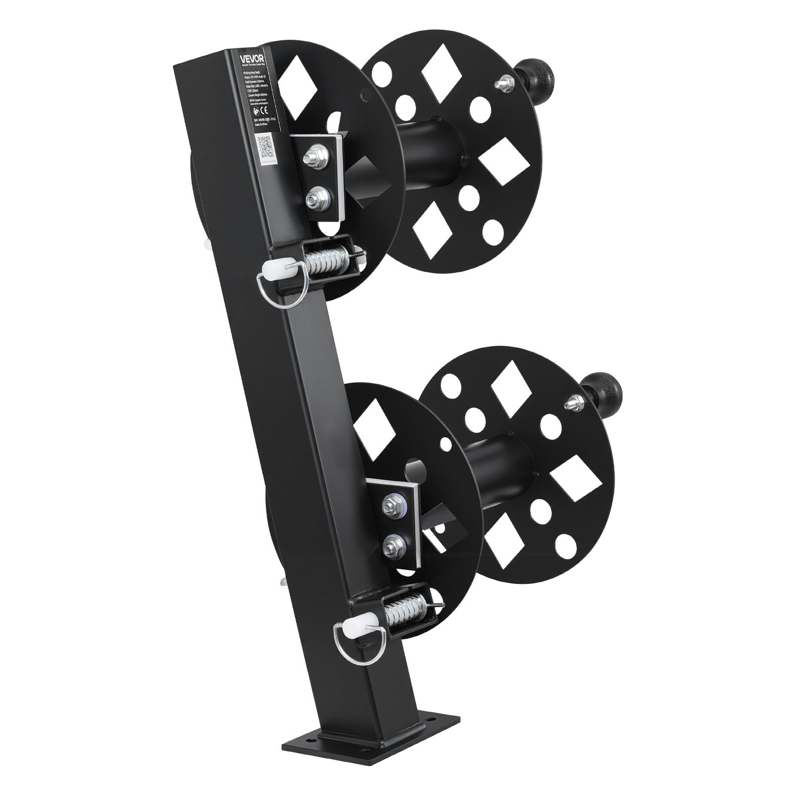 Bęben na podwójny przewód spawalniczy VEVOR, bęben na wąż z 2 pustymi bębnami na przewód spawalniczy 38,1 m 70 mm² / 45,7 m 50 mm², ręczny podwójny bęben na przewód spawalniczy wykonany ze stali z blokadą do warsztatu przemysłowego