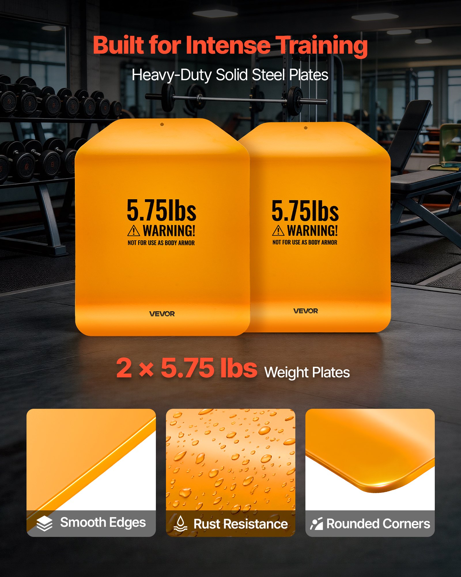 Obciążniki VEVOR do kamizelek obciążeniowych 5,2 kg, zestaw (2 x 2,6 kg), zakrzywione obciążenia do kamizelek obciążeniowych do WOD-ów i treningu funkcjonalnego, ergonomiczne dodatkowe obciążenie do treningu siłowego, biegania i fitnessu