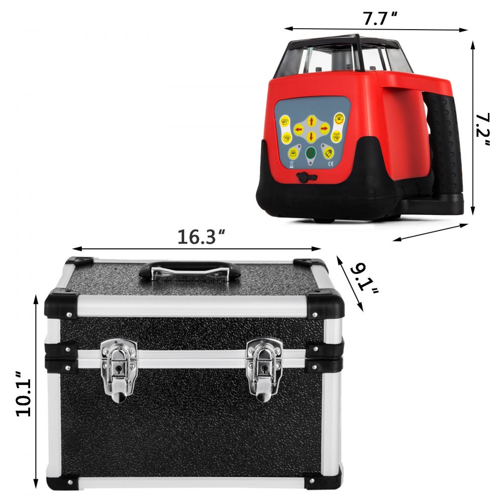 VEVOR 360° obrotowy czerwony laser samopoziomujący 5 stopni obrotowy czerwony poziom lasera Zasięg 250 m, poziom lasera IP54 wodoodporność, wodoodporny poziom lasera -20ºC - 45ºC